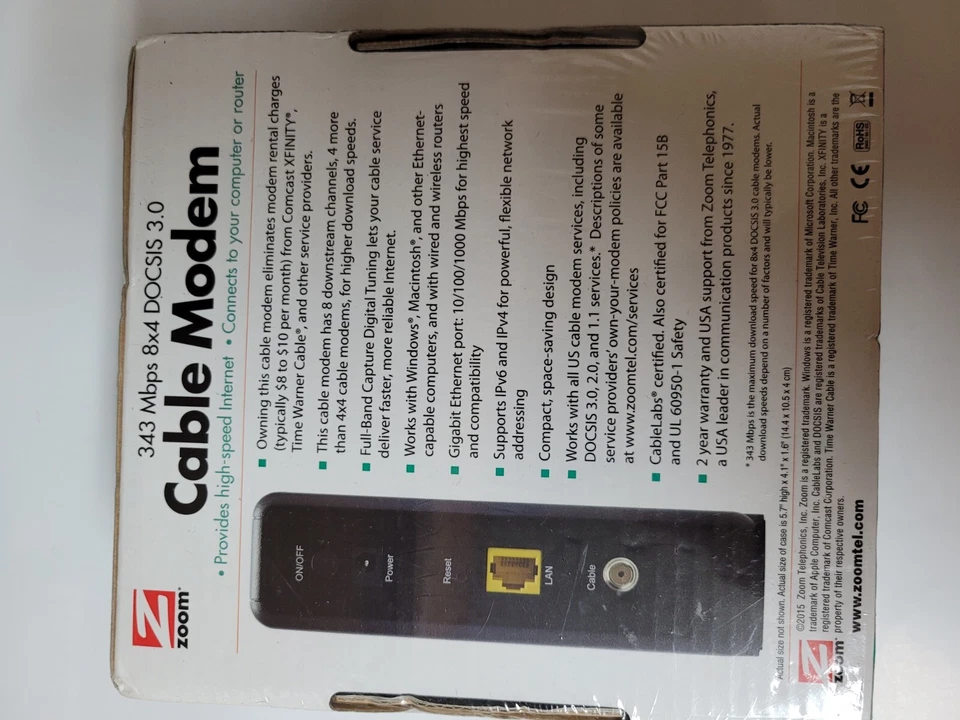 New! Sealed! Zoom DOCSIS 3.0 High-Speed Cable Modem 5345 - Image 4 of 4