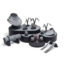 20 Piece Steel Grey Leatherette Jewelry Display Set