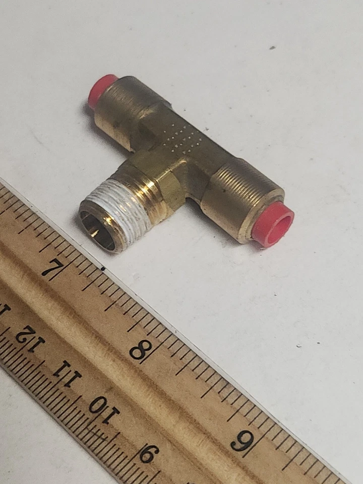 Brass Push To Connect Swivel Branch Tee 1/4" OD X 1/4" mnpt  5 Pack - Image 2 of 4