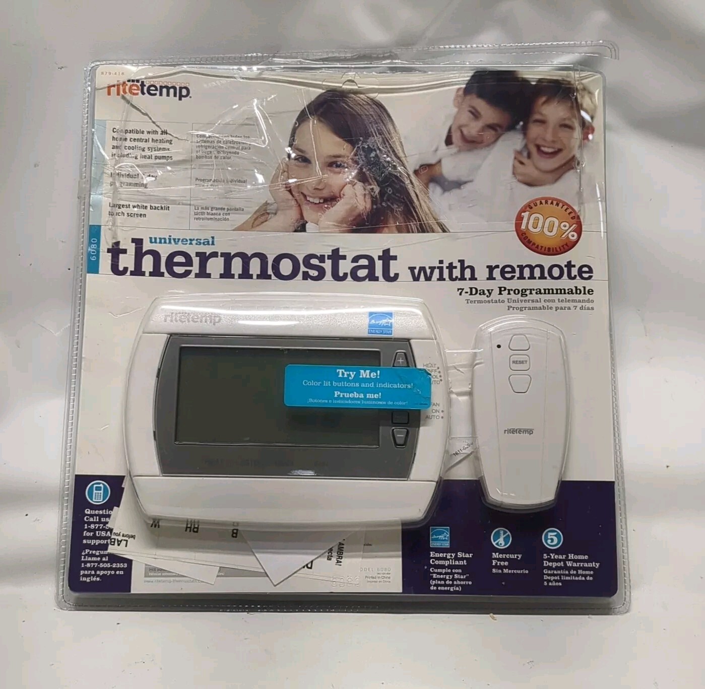 RiteTemp 6080 7-day Programmable Thermostat With Remote