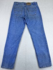 Levis 506 Orange Tab Blue Jeans Distressed Straight Leg 80's USA 34x32.