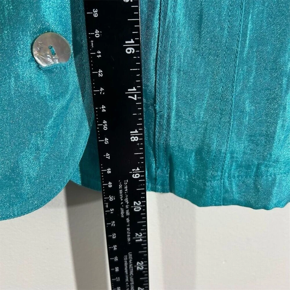 Ruby Rd. Chaqueta para mujer Petite verde azulado brillante talla 4P manga 3/4 azul Foto 4 de 4