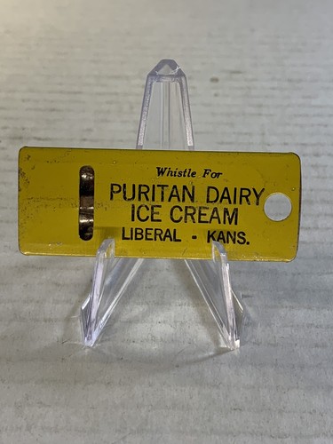 Vintage Liberal Kansas puritanische Milchprodukte Eis Metall Werbepfeife - Bild 2 von 5