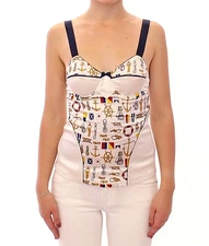 DOLCE & GABBANA D&G White Sailor Stretch Sexy Tank Top Corset IT4 / L RRP $840 