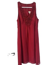 Loft Ann Taylor Red Dress Size 10 Pre-Owned