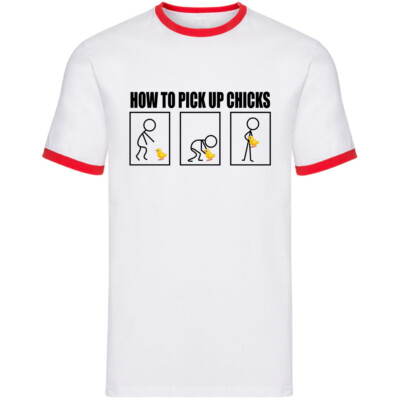 How to Pick Up Küken Ringer T-Shirt, lustiges Strichmännchen Ente Meme - Neuheit Witz
