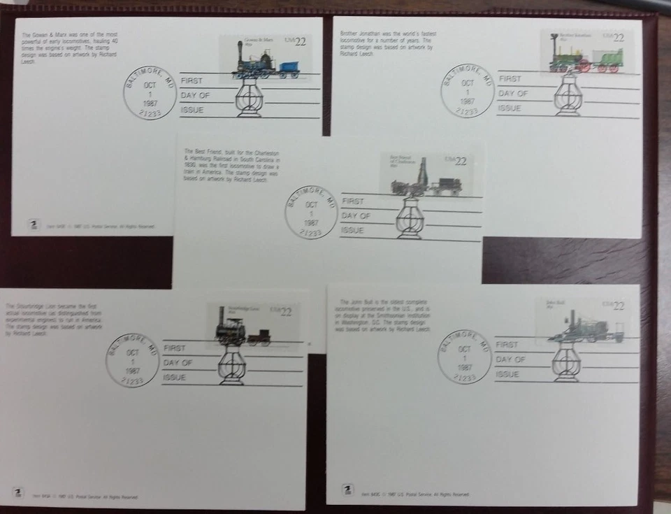 1987 USPS MAXI CARD POSTCARDS #2362-2366 LOCOMOTIVES SET OF 5 FDC SUPERB - Image 4 of 4