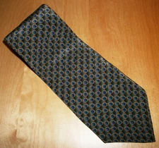 Geoffrey Beene Green & Blue Check Silk Neck Tie 58'" Long x 3.75" Wide (D784)