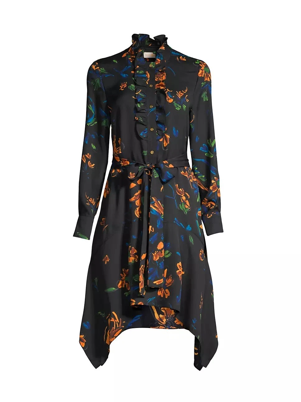 Abito Tory Burch plissettato cora con volant bavaglino fazzoletto stampa motivo floreale taglia 0