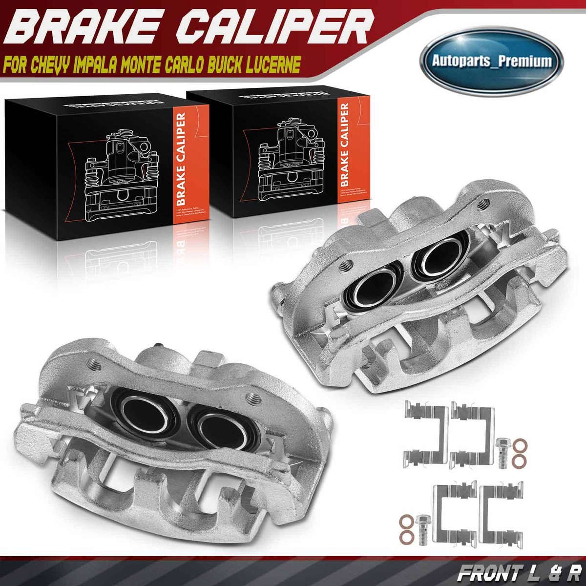 Front Brake Calipers with Bracket For Buick Lucerne Chevy Impala 