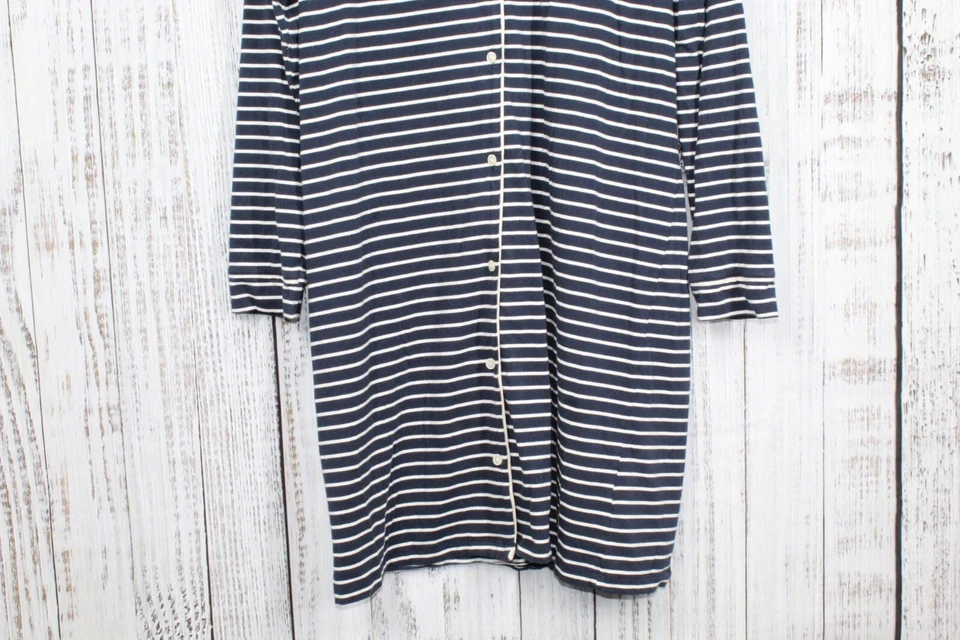 Camisón LL Bean para mujer súper suave sin encogimiento con botones delanteros a rayas azul marino grande Foto 3 de 4