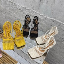 B  Bottega Veneta Women's high heels with mesh strappy sandals