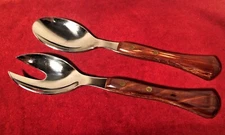 WMF Cromargan Germany, 2Pc Serving Set Fork/Spoon Stainless/Wood Williams-Sonoma