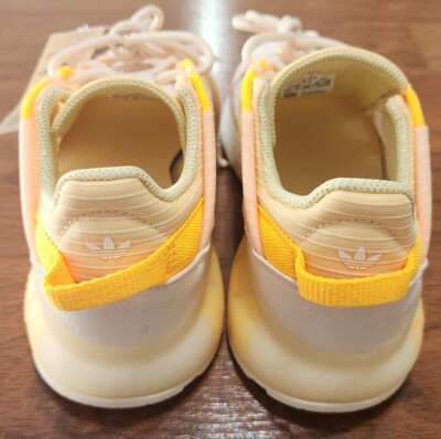 h ♥ Adidas Originals ZX 2K Boost Sz 5.5 Pure Wonder White/Orange