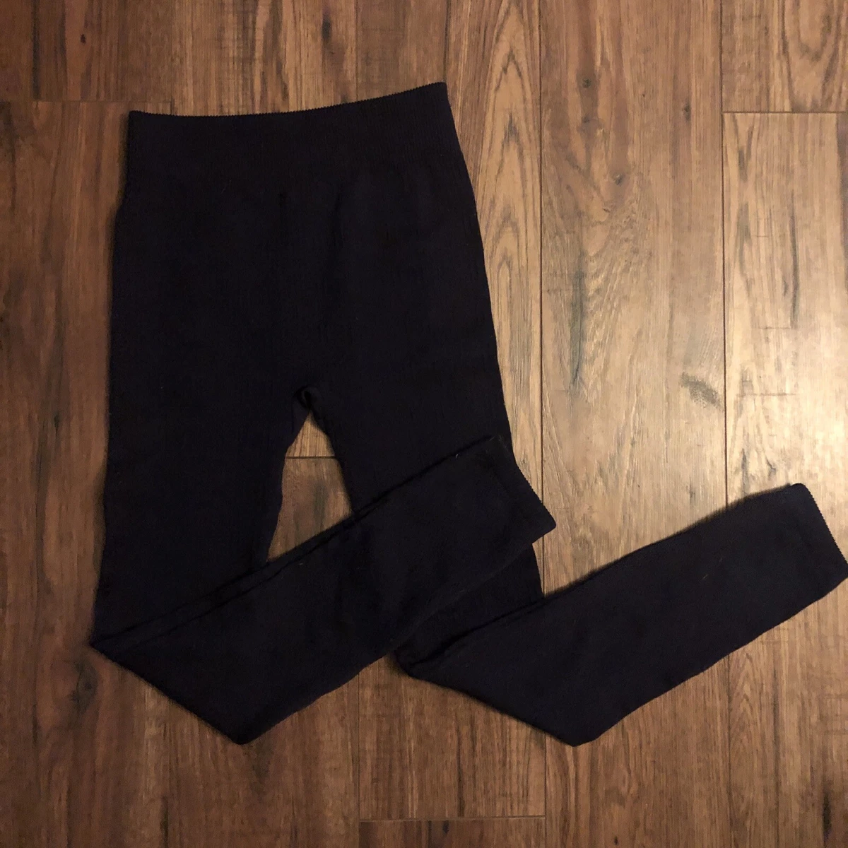 Women s Cotton Candy Fleece Lined Leggings Purple Stretch Warm Sz