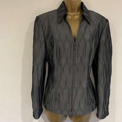 Ladies Jacket Size 14 Grey GERRY WEBER Bnwot Front Pockets Ripple Pattern Zip Up