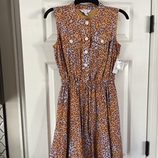 NWT Nine West Leopard Print Button Down dress size XS, Super Trendy