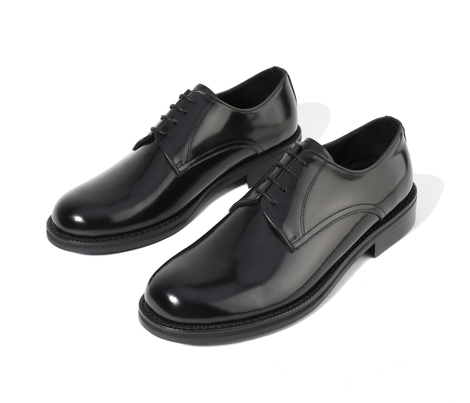 SAOLA Scarpe Oxford Derby Firenze Atelier da uomo fatte a mano in pelle nera punta rotonda