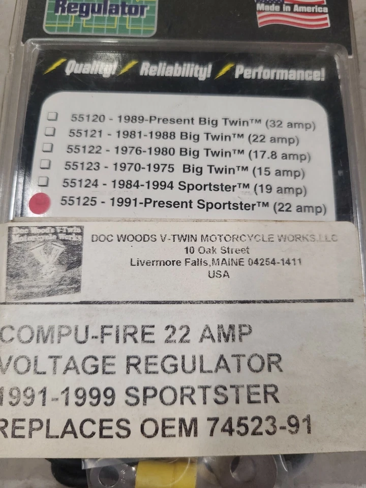 Regulador de tensão Compu-Fire 22A preto com aletas Harley Sportster XL 91-00 55125 - Imagem 3 de 3