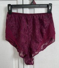 Vintage Oscar De La Renta Burgandy Lace Sheer Panties size Medium