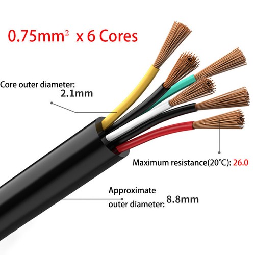 0.5mm²-6mm² Pure Copper Flex Wire 2/3/4/6-Cores Electrical Cable PVC Insulation - Picture 35 of 35
