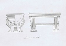 Lavacrum, Ancient Roman Bath (Tub) -  1809 Engraving 