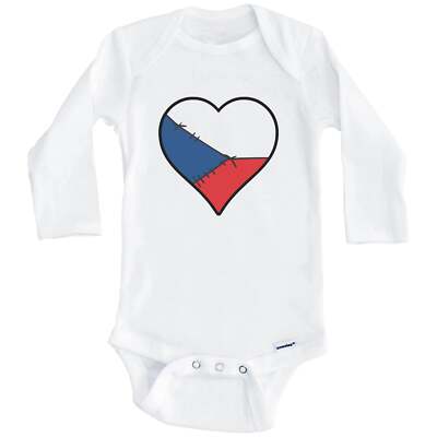 Czech Republic Heart Czech Flag Long Sleeve Baby Bodysuit