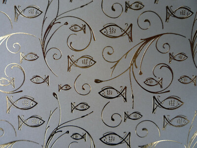 Ursus - A4 Designkarton - Konfirmation / Kommunion - Charity - Fische gold