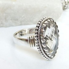 Natural Crystal quartz Ring, 925 Sterling Silver Clear quartz Ring Size 8 -CR018