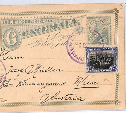 GUATEMALA *QUETZAL BIRD* Stationery 3c Card 1912 Austria Vienna {samwells}PH349 - 第 1/12 張圖片