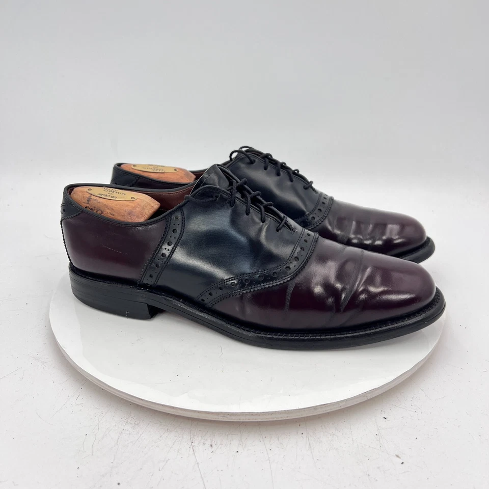 Allen Edmonds Polo Men Size 9.5A Black Cherry Brogue Plain Toe Oxford Dress Shoe - Image 4 of 4
