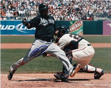 EMILIO BONIFACIO  MIAMI MARLINS   ACTION SIGNED 8x10