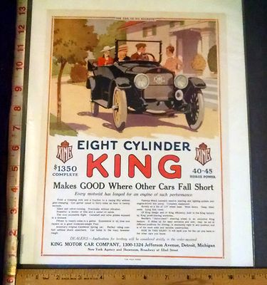 Rare Original VTG 1916 Puck King Motor Car Company Auto Advertising Art Print