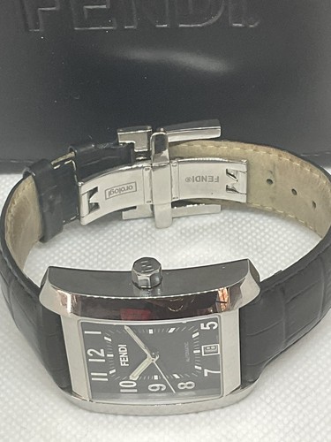 FENDI 7400G Uhr Automatik Schweizer Rechteck schwarz guillochiertes Zifferblattmuster, Unisex - Bild 5 von 7