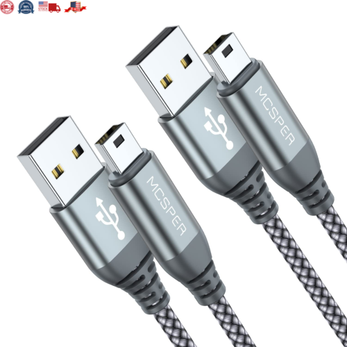 2-Pack 3ft Wireless Controller USB Charging Cord for PS3, GoPro Hero 3+ Mini USB - Afbeelding 1 van 12