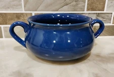 World Market Ceramic Bakeware Dark Blue Bowl With Two Handles - Dishwasher Safe 