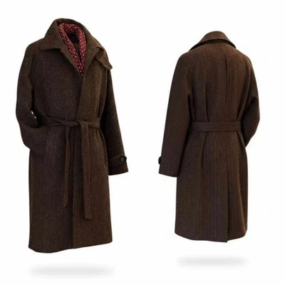 Fischgräte Herren Tweed Mantel Windmantel Jacke Stadt Wollmischung Modern - Bild 1 von 4