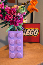 Brick vase for displaying lego flowers dried stems home decor - multiple colours