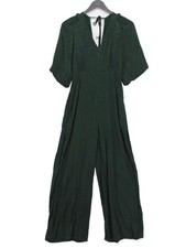 Oliver Bonas Women's Jumpsuit UK 10 Green 100% Viscose Wide-Leg Jumpsuit