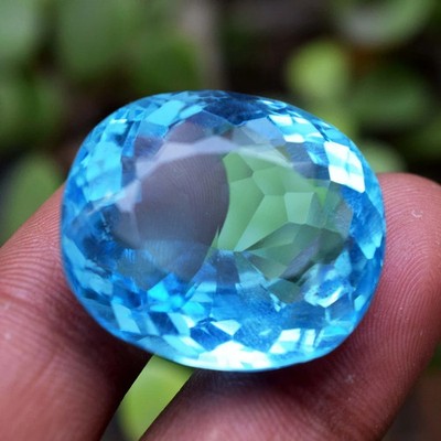 77 CT Certified Sea Blue Aquamarine Oval Cut Flawless Certified Loose Gemstone