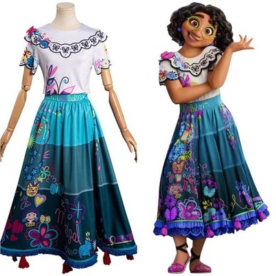 Encanto Cosplay Mirabel Costume Dress Halloween Skirt Top Suit Full Set Princess