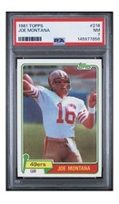 Topps 1981 Joe Montana #216 Rookie PSA 7 San Francisco 49ers Football Card. rookie card picture