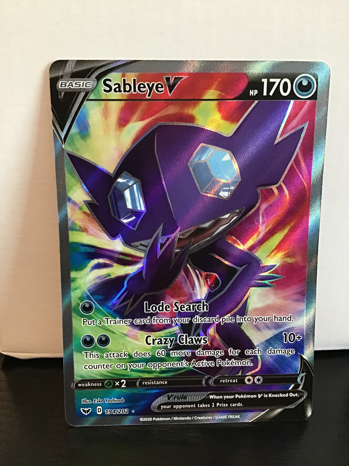 Sableye V Full Art 194/202 Pokemon Sword & Shield Holo Ultra Rare