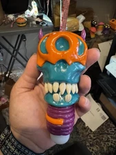 Phoenix Star 3D Monster Hand Pipe 5" MASKED SKULL  TEETH Spoon Bowl