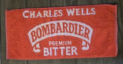 Vintage Rare Charles Wells Bombardier Premium Bitter Bar Towel UK