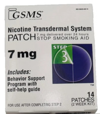 GSMS Nicotine Transdermal System Patch 7 MG Step 3 , 14 Patches Exp. 03/2026