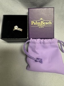 Authentic Palm Beach by SETA Wedding Ring Set CZ/Simulated Diamond gold plated on 925