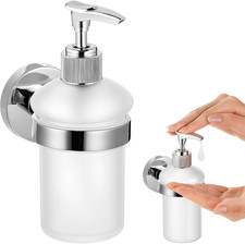 1 Pack Hand Soap Dispenser Wall Mount Bathroom Glass Clear, Silver