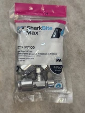 4 Pk SharkBite Max 1/2" 3/8" OD Compression Angle Stop Valve  1/4 Turn UR23036A4