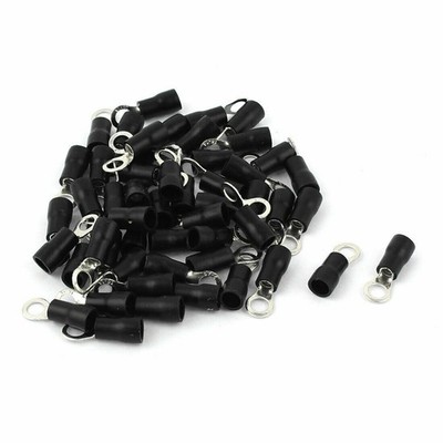 50x 2-4S Insulated Wire Connector Ring Crimp Terminal Black 16-14AWG  KD #bv